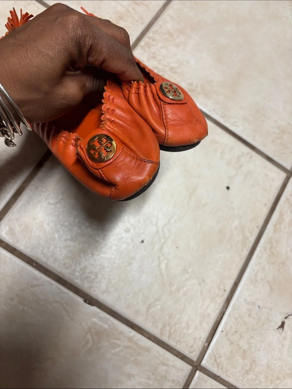 Tory Burch Reese Flat Equestrian Orange 8.5m
